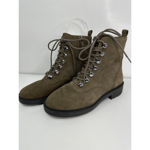 Paolo Linea size 5.5 Olive Suede Combat Boots With Side Zip New - Picture 6 of 10